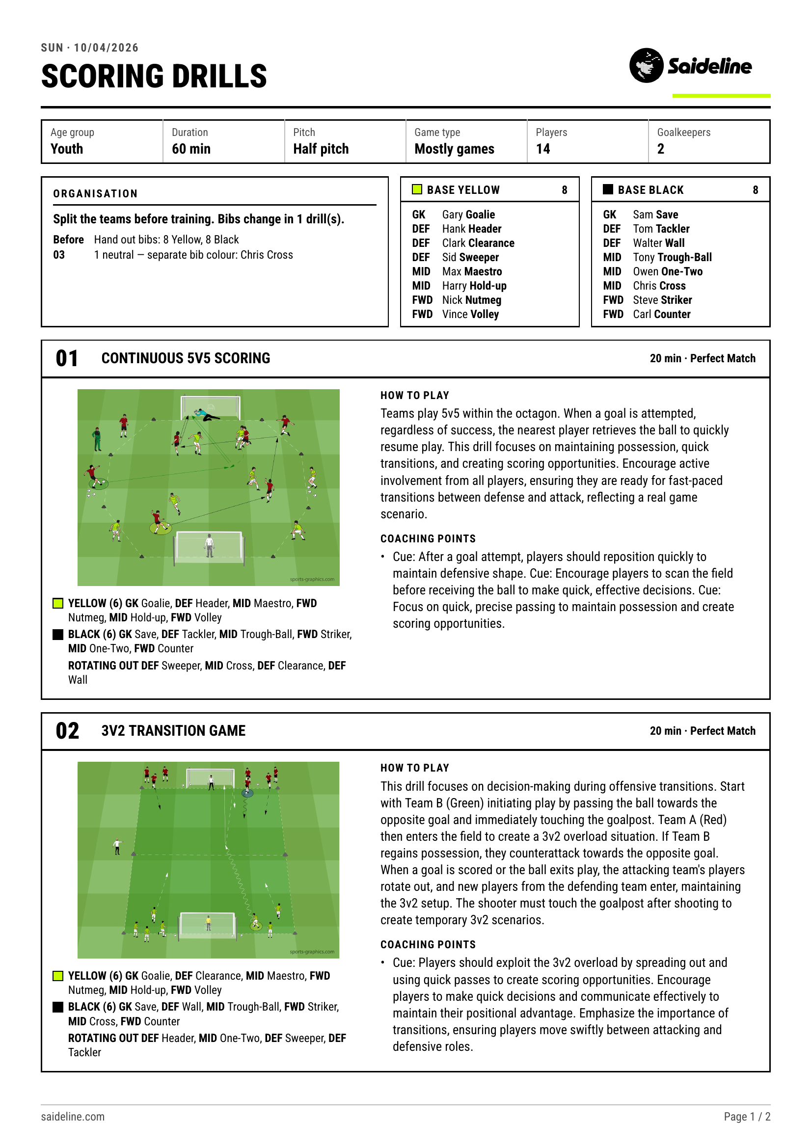 Trainingseinheit aus dem KI Fußball Trainingsplaner Saideline