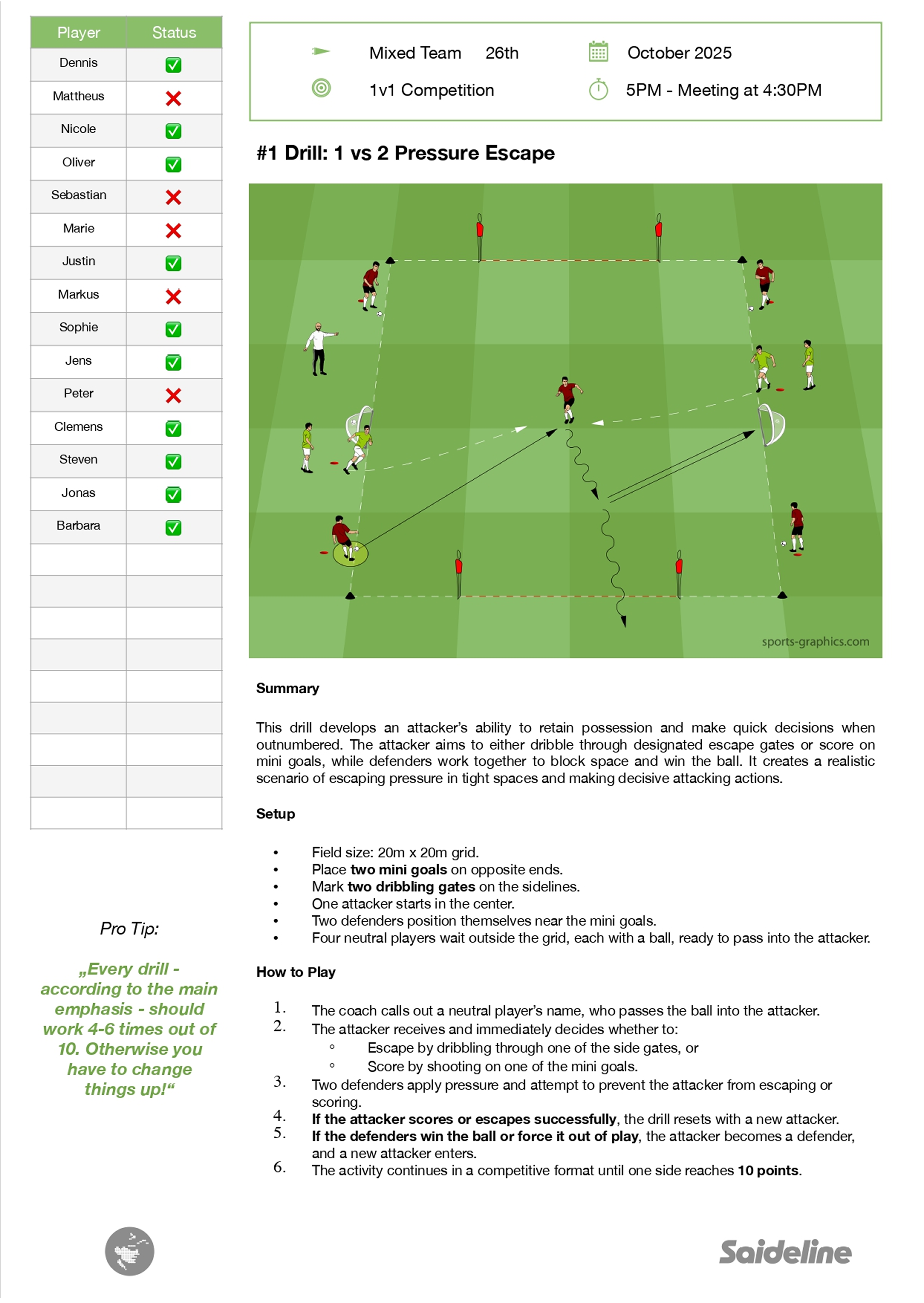 Training sheet